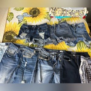 jeans, shorts, shoes,